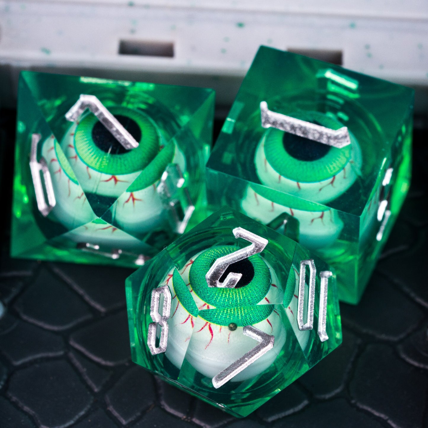 Green eyeball dice