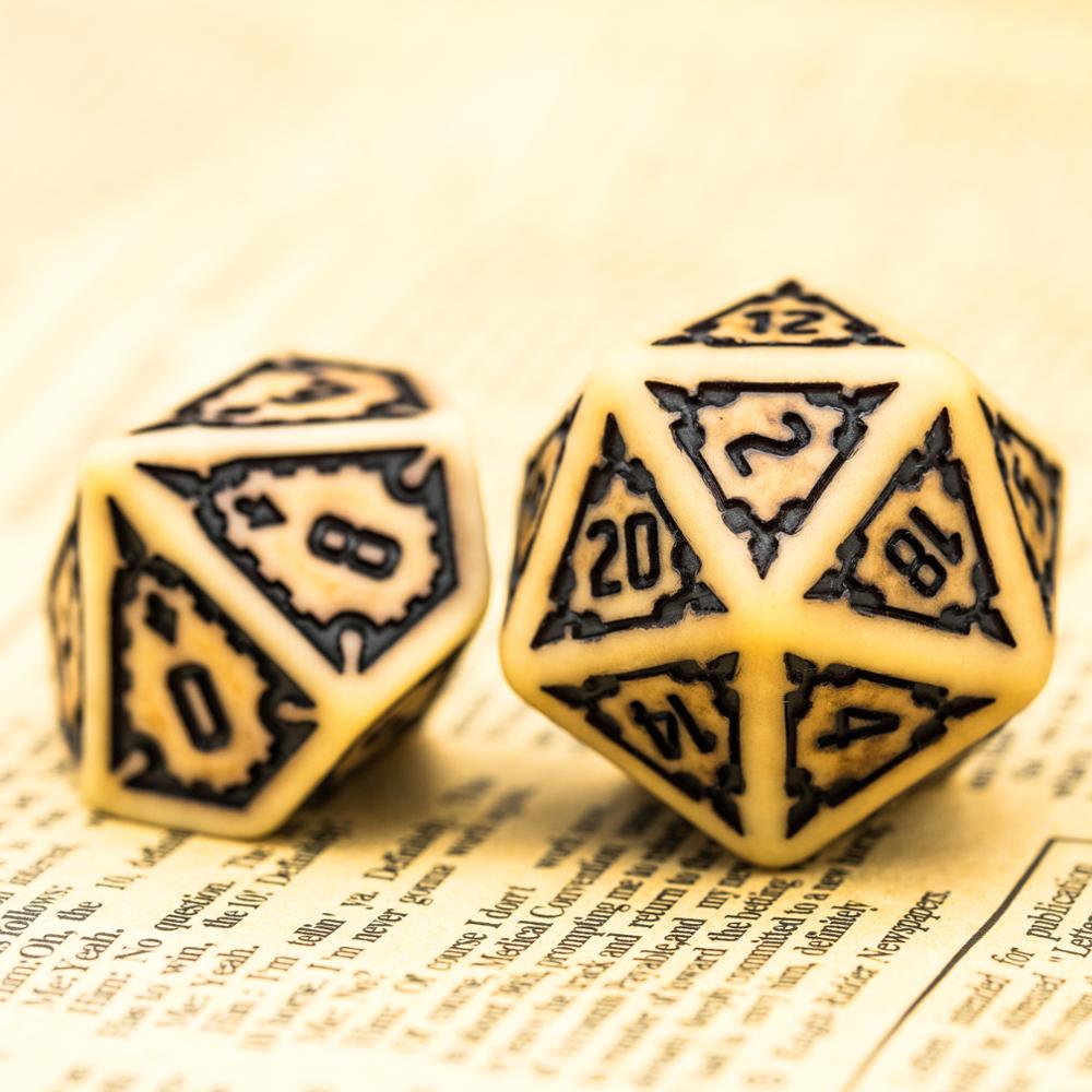 d20 and d10 huge dice set highlight