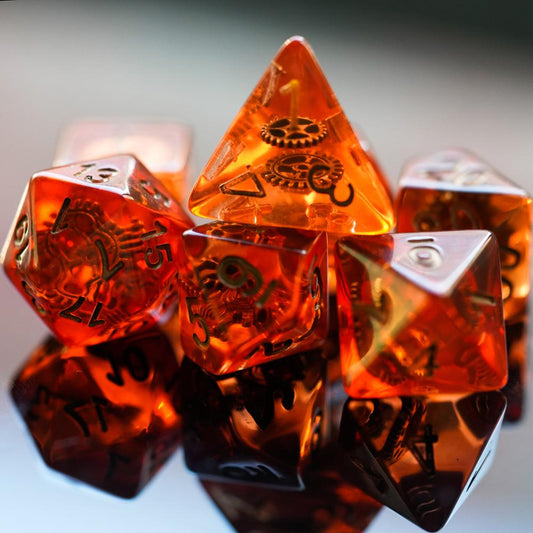 Red orange android gears dice set