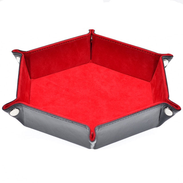 Black exterior with red felt interior dice tray