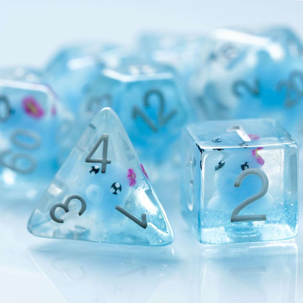 d4 and d6 blue octopus dice