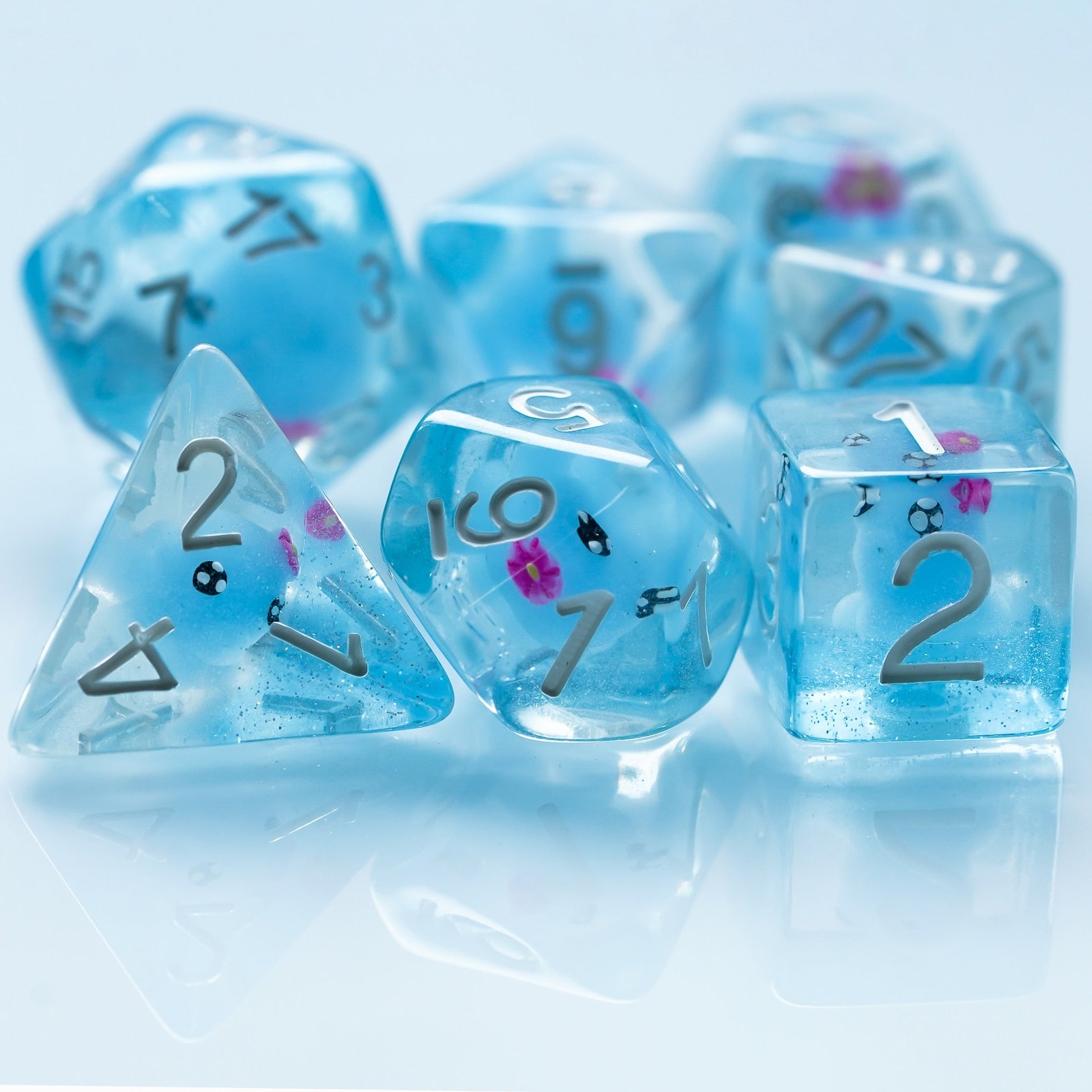 d4, d10 and d6 blue octopus dice