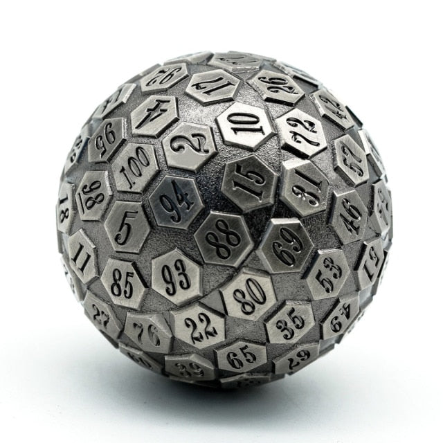 Silver, dark colored round d100
