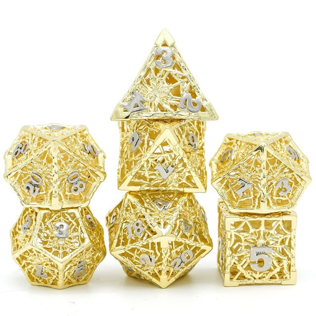7 piece starlight's shine hollow metal dice set