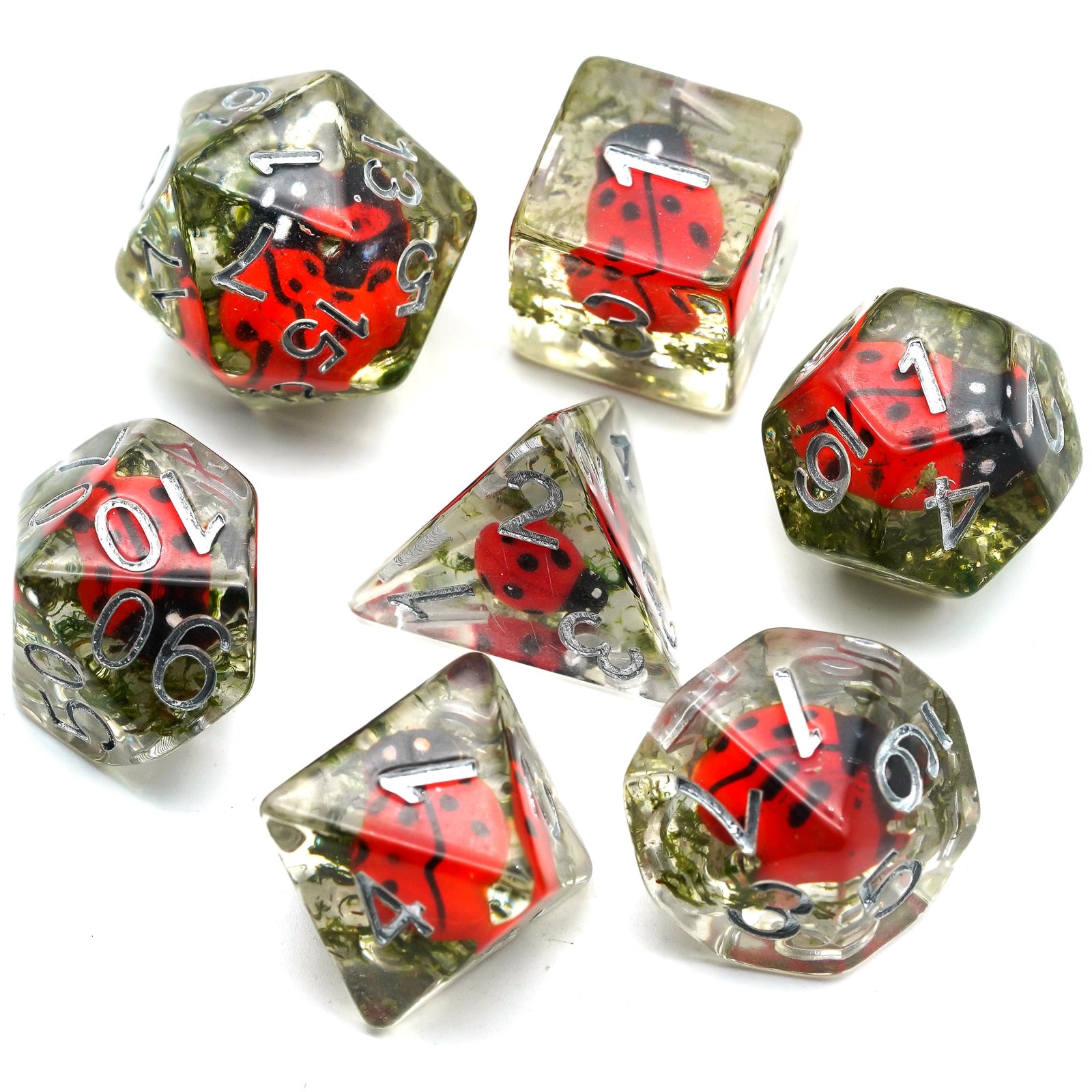 transparent ladybug dice set