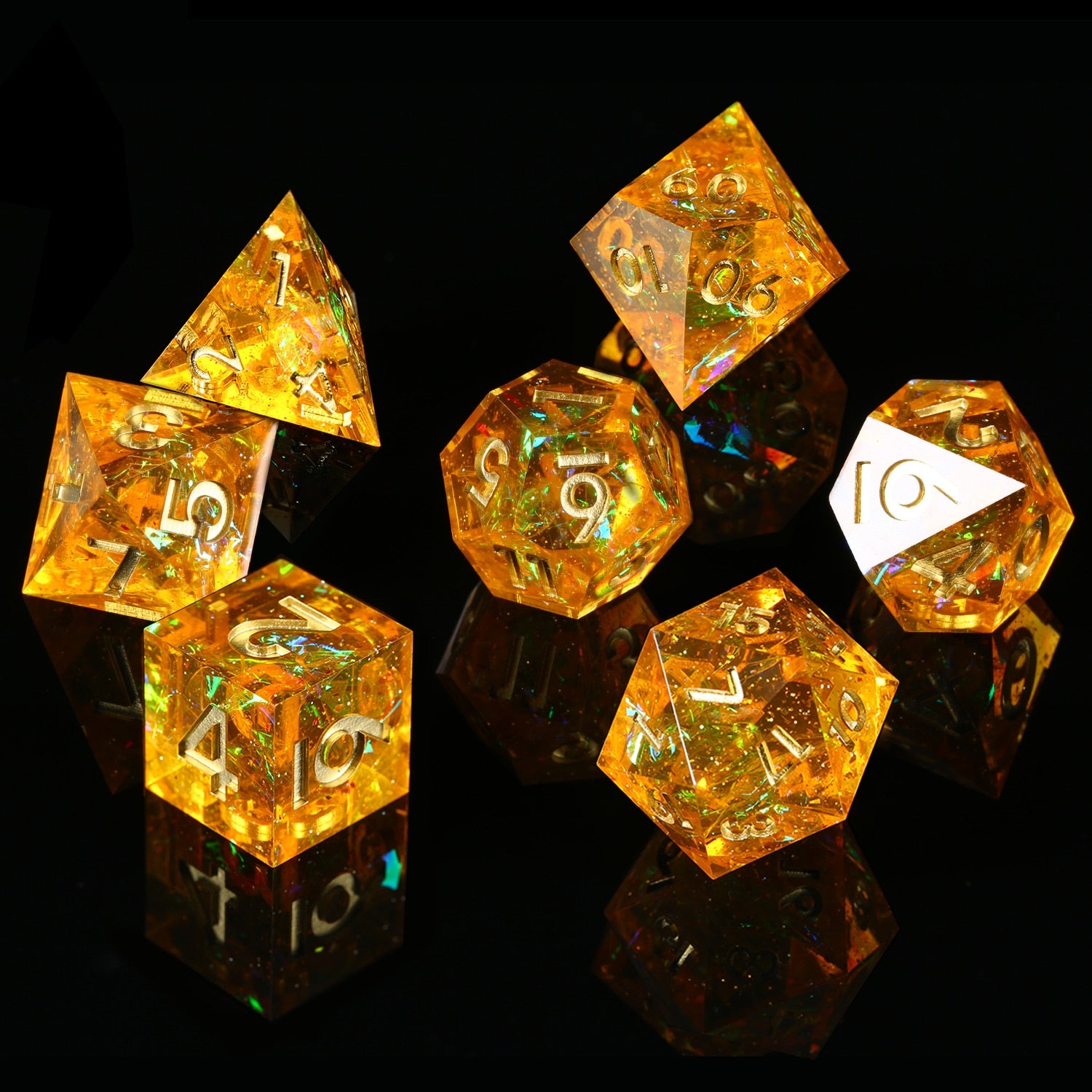 Honey Citrine 7 piece dice set