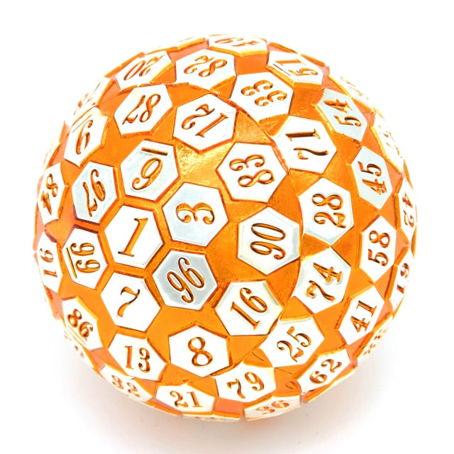 Orange d100 metal dice