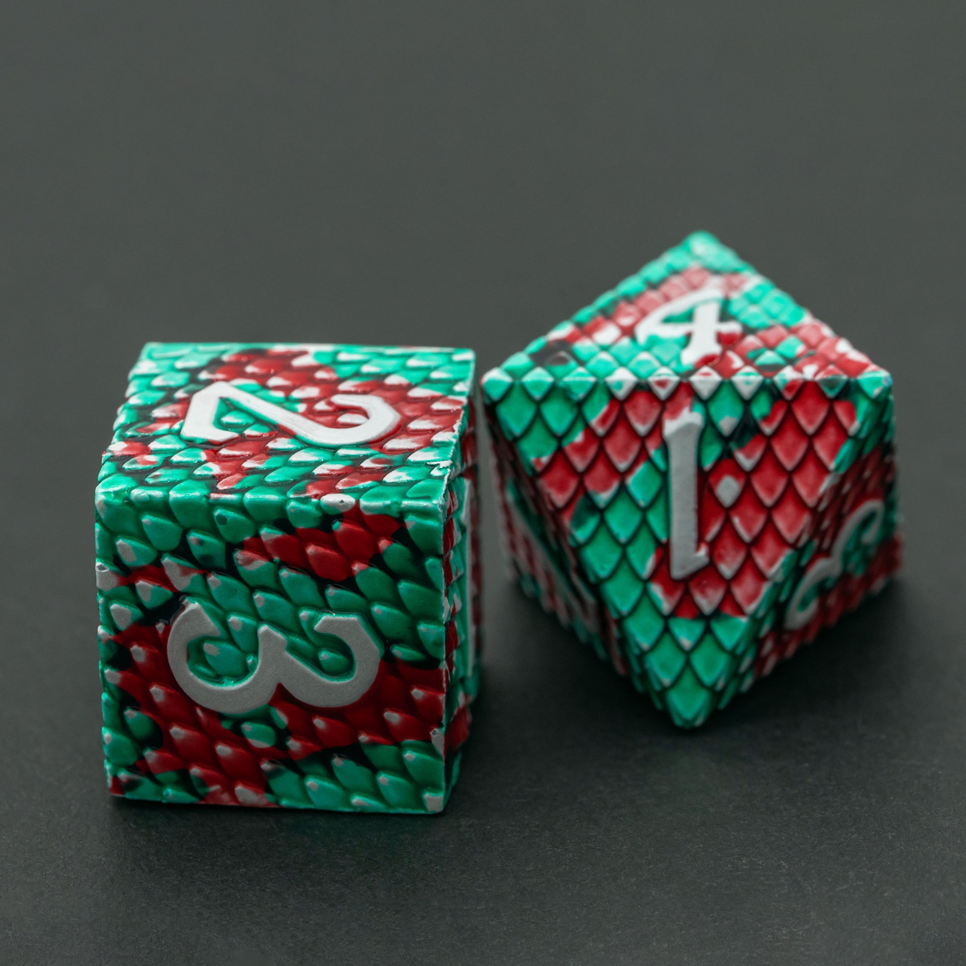 D6 and D8 dragon scale dice highlight