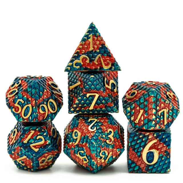 Red and green dragon scale dice