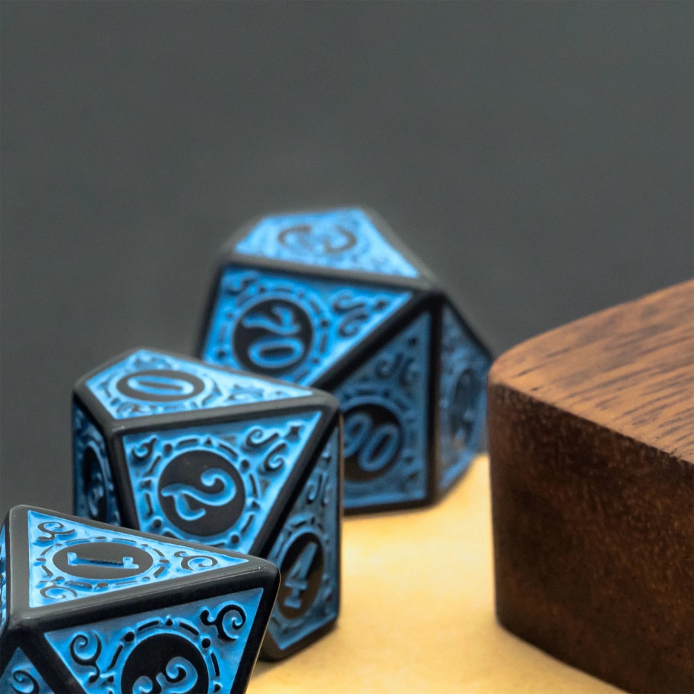 Blue acrylic dice set